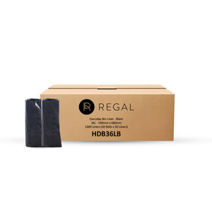 Regal Everyday 36 Litre Bin Liner Black Roll of 50 Box of 20