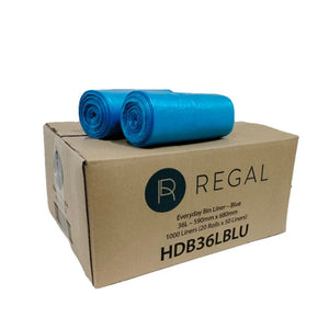 Regal Everyday 36 Litre Bin Liner Blue Roll of 50 Box of 20