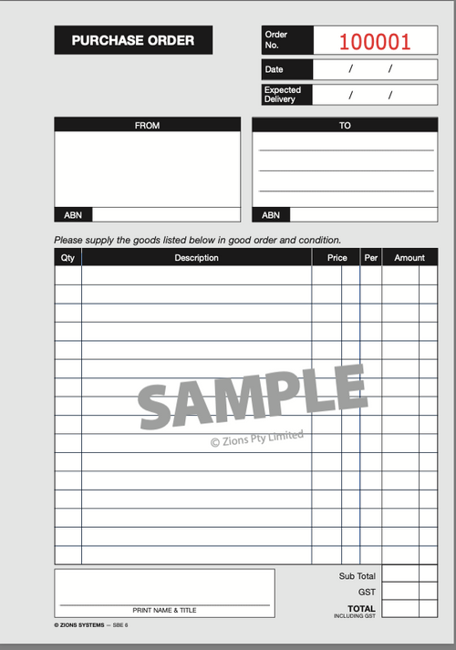 Zions Small Business Essentials Purchase Order Book