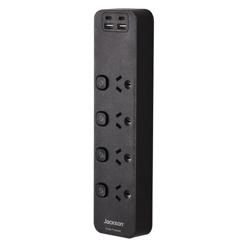Jackson Fast Charge USB-C Powerboard Switch 4 Outlet Black