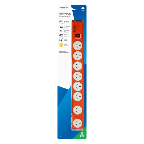 Jackson Heavy Duty Powerboard 8 Outlet Box of 3