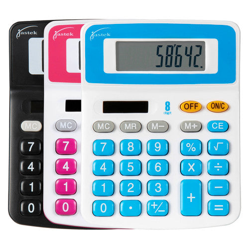 Jastek Desktop Calculator Assorted Colours Box 6