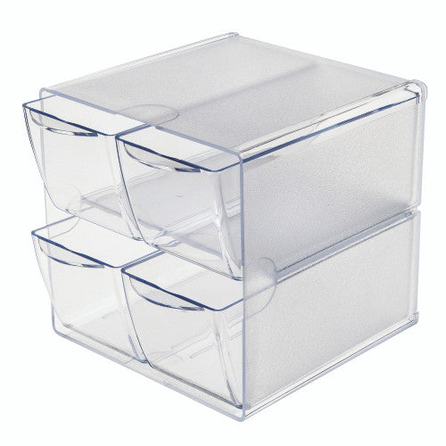 Deflecto Stackable Cube 4 Drawer Clear Organiser