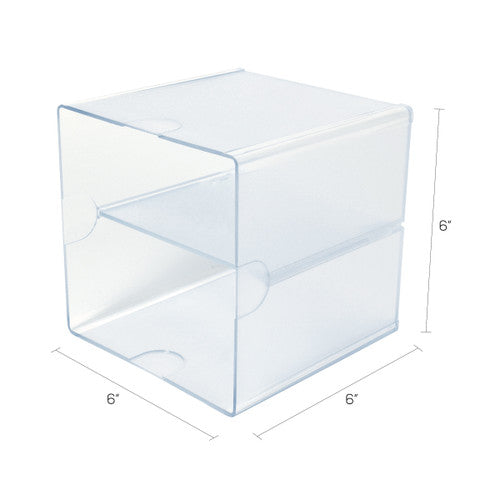 Deflecto Stackable Cube Open With Divider Clear Organiser