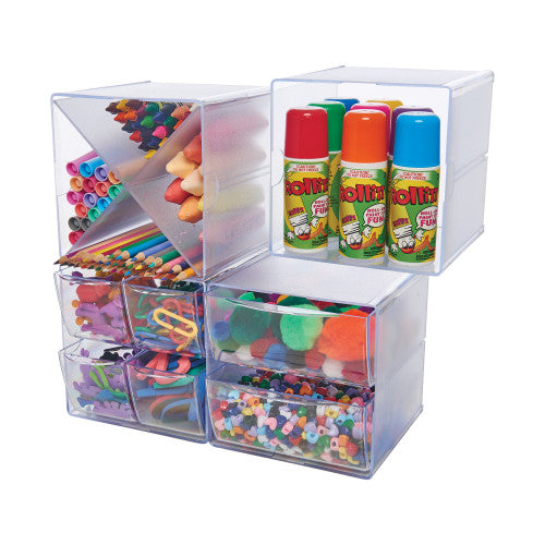 Deflecto Stackable Cube X Divided Clear Organiser