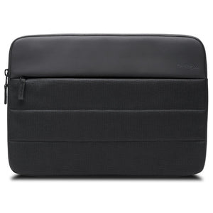 Front of the black Kensington EQ 14 inch Laptop Sleeve with the zippered front compartment across the top