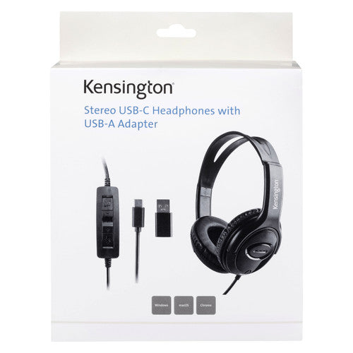 Kensington USB-C Over-Ear Headphone with USB-A Adapter Black