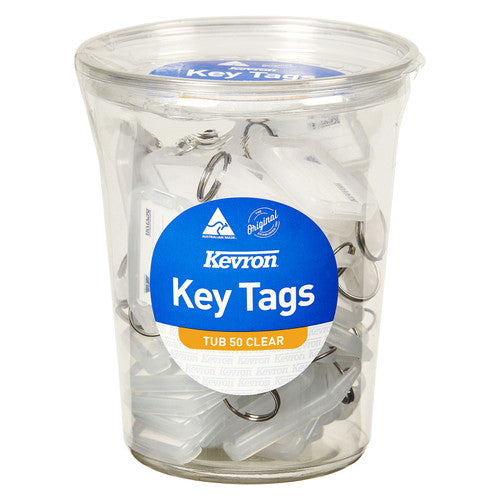 Kevron ID5 Key Tags Clear Disposable Tub of 50
