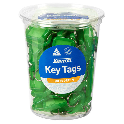 Kevron ID5 Key Tags Green Disposable Tub of 50
