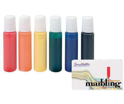 Kitamura Paper Marbling Kit 6 Colours Drop in Water and Stir Method-1