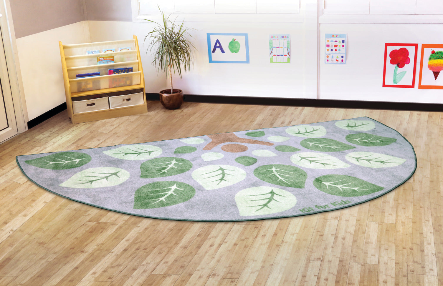 Natural World Semi Circle Carpet 300 x 150cm Leaf Design-1