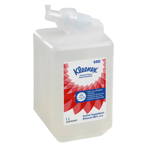 Kleenex Alcohol Foam Hand Sanitiser Clear 1000ml Cartridge Case of 6