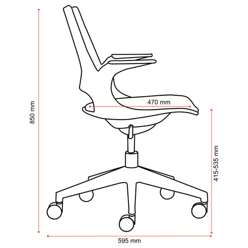 Konfurb Harmony 5-Star Chair with Arms Black
