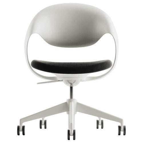 Konfurb Loop 5-Star Chair White Frame Black Fabric Seat