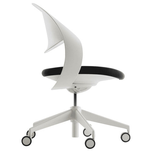 Konfurb Loop 5-Star Chair White Frame Black Fabric Seat