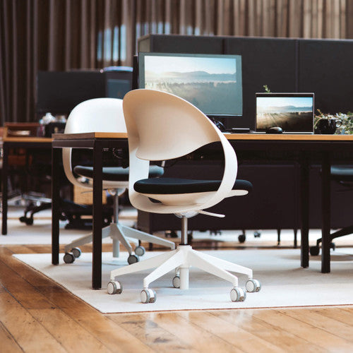 Konfurb Loop 5-Star Chair White Frame Black Fabric Seat