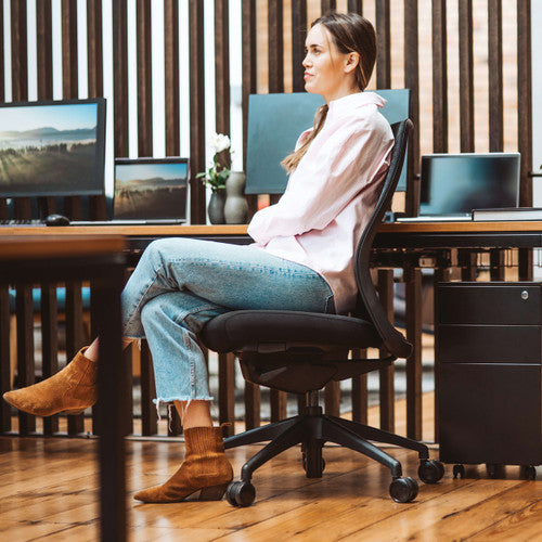 Konfurb Luna Chair Mesh Back with Arms Black