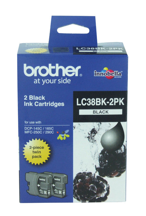 Brother Original Ink Cartridge Twin Pack LC38BK2PK 600 Pages Black