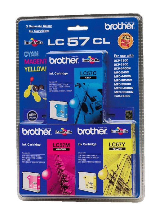 Brother Original Ink Cartridge Triple Pack LC57CL3PK 1200 Pages Colour