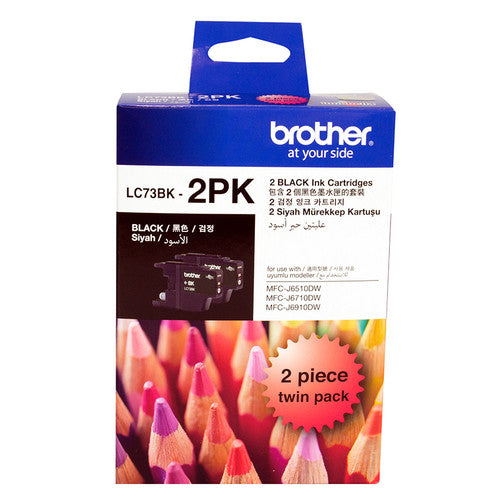 Brother Ink Cartridge Twin Pack LC73BK2PK 1200 Pages Black