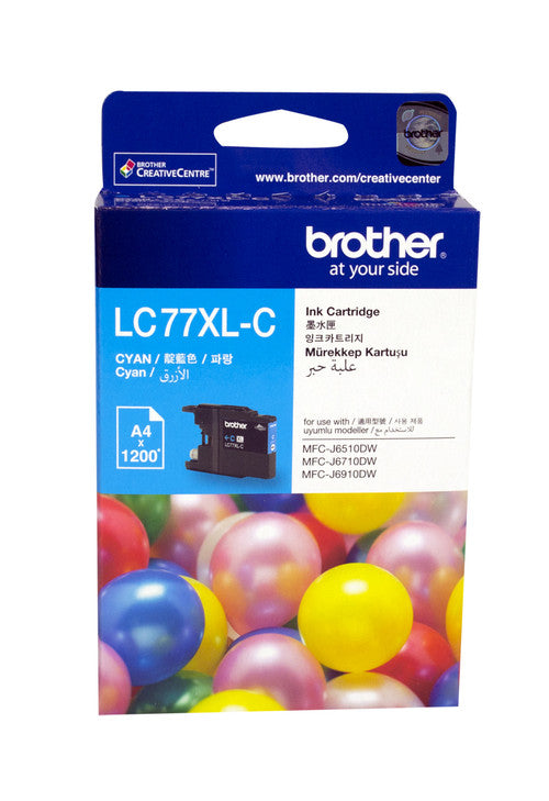 Brother Original High Yield Ink Cartridge LC77XLC 1200 Pages Cyan
