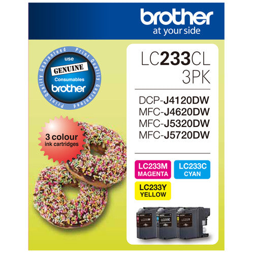 Brother Original Ink Cartridge Triple Pack LC233CL3PK 1650 Pages Colour
