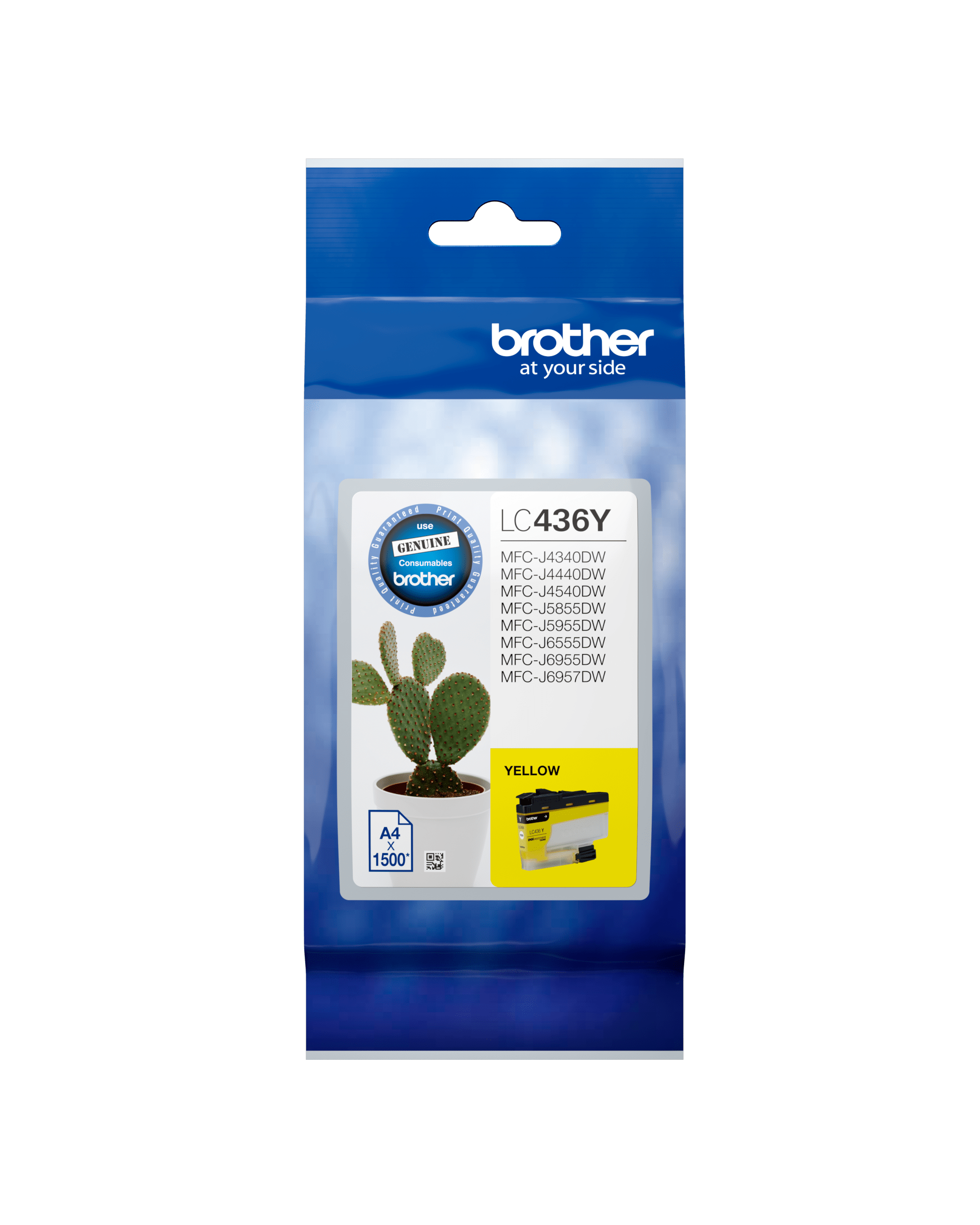 Brother LC-436Y genuine retail pack, front facing