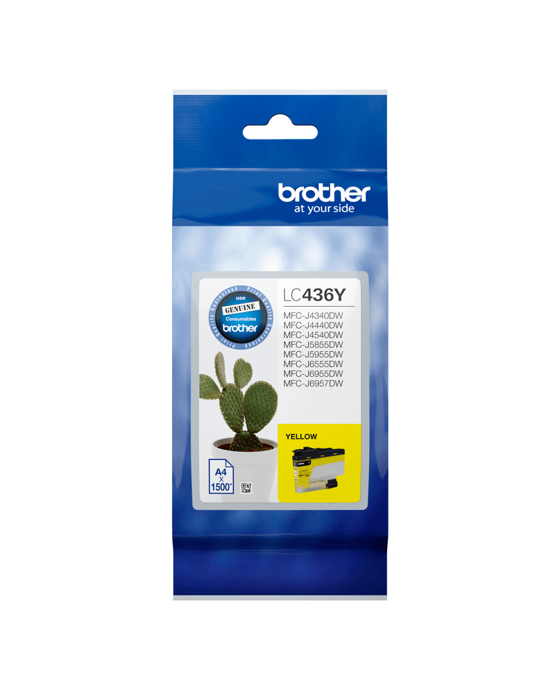 Brother LC-436Y genuine retail pack, front facing