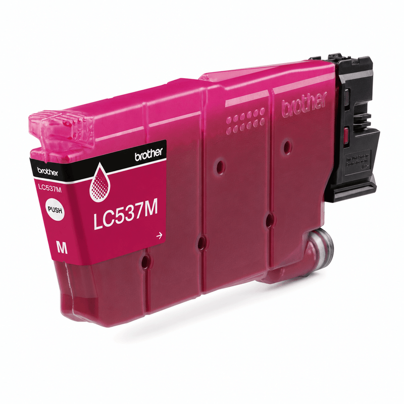 Genuine Brother LC-537M shown out of its packaging against a plain background