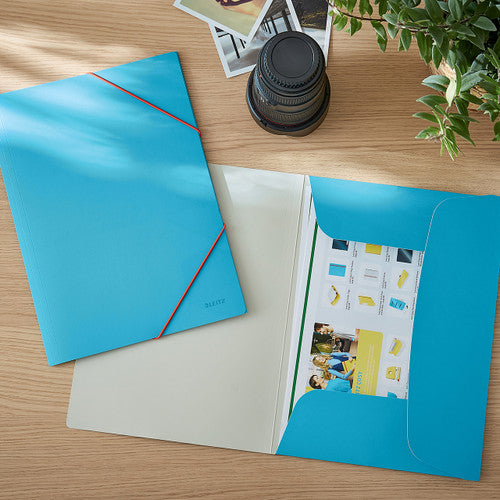 Leitz Cosy 3 Flap Folder Card A4 Blue Pack of 10