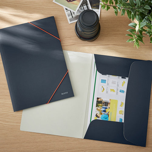 Leitz Cosy 3 Flap Folder Card A4 Grey Pack of 10