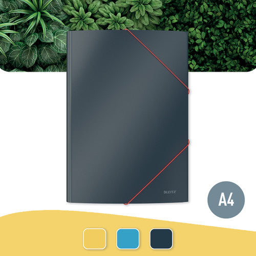 Leitz Cosy 3 Flap Folder Card A4 Grey Pack of 10