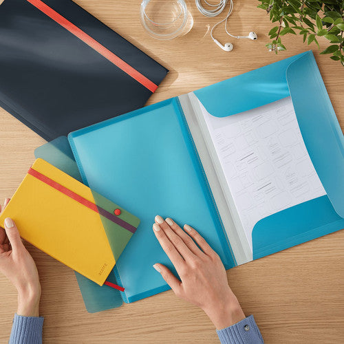 Leitz Cosy 3 Flap Folder with Pocket A4 Blue Pack of 10