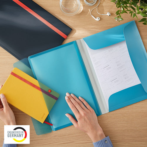 Leitz Cosy 3 Flap Folder with Pocket A4 Blue Pack of 10
