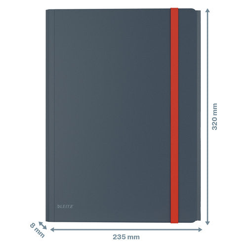Leitz Cosy 3 Flap Folder with Pocket A4 Grey Pack of 10