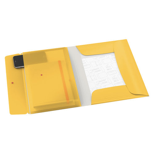 Leitz Cosy 3 Flap Folder with Pocket A4 Yellow Pack of 10