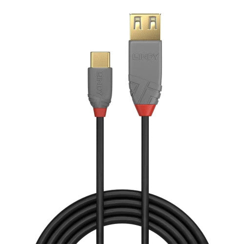 Lindy 0.15m USB 2.0 Type C to A Adapter Cable Anthra Line