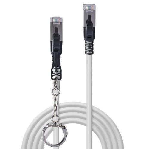 Lindy 0.3m Cat6A S/FTP Locking Network Cable Grey