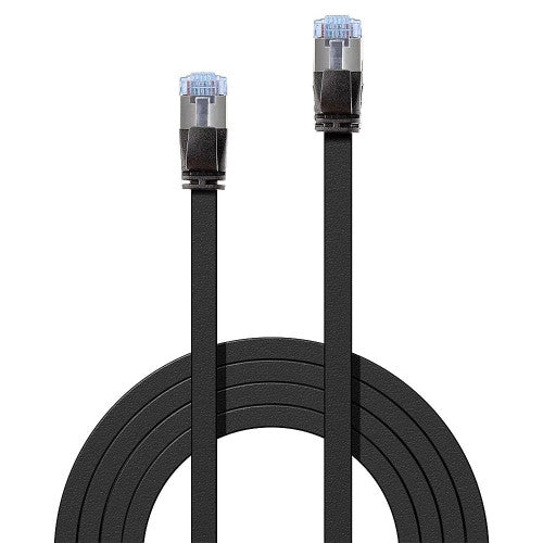 Lindy 0.3m Cat6A U/FTP Flat Gigabit Network Cable Black