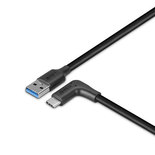 Lindy 0.5m USB 3.2 A to C Cable 90 Degree 10Gbps
