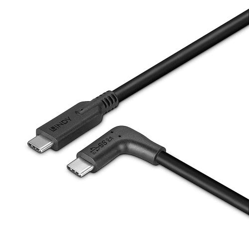 Lindy 0.5m USB 3.2 C Cable 90 Degree 10Gbps