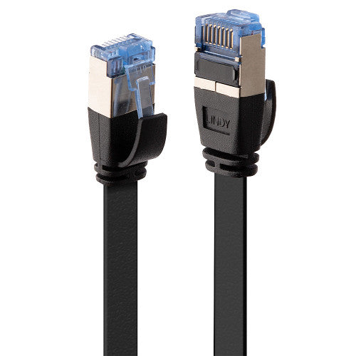 Lindy 10m Cat6A U/FTP Flat Gigabit Network Cable Black
