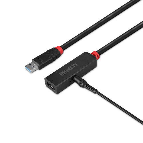 Lindy 15m USB 3.0 Active Extension Slim Black