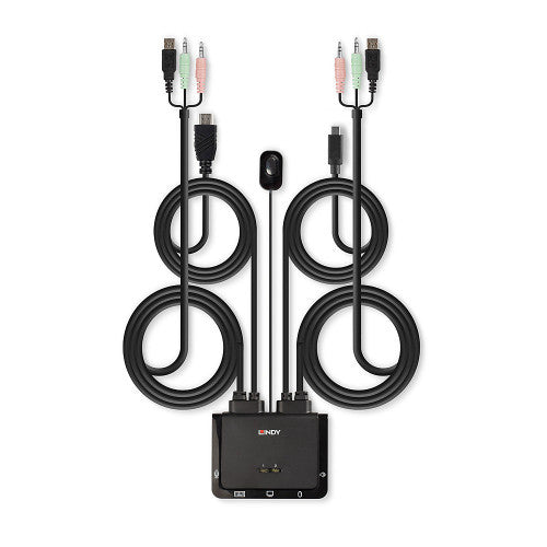 Lindy 2 Port HDMI 18G USB C USB 2.0 and Audio KVM Switch