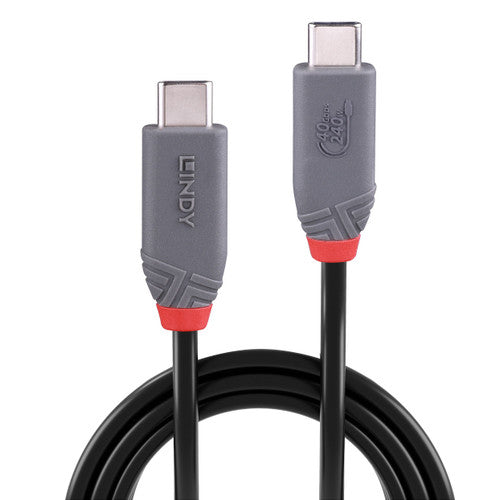Lindy 2m USB 4 240W Type C Cable 40Gbps Anthra Line