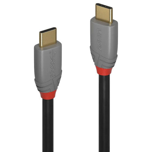 Lindy 2m USB 3.2 Type C to C Cable 20Gbps 5A PD Anthra Line