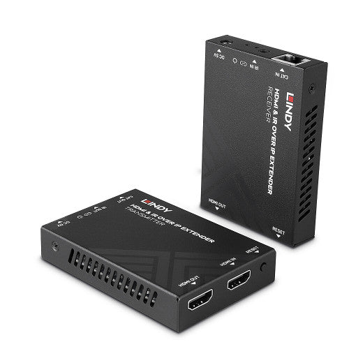 Lindy HDMI and IR over IP Extender Kit, Includes Transmitter and Receiver