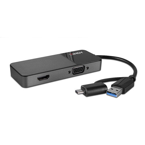 Lindy USB 3.0 Type A and C to HDMI and VGA Converter