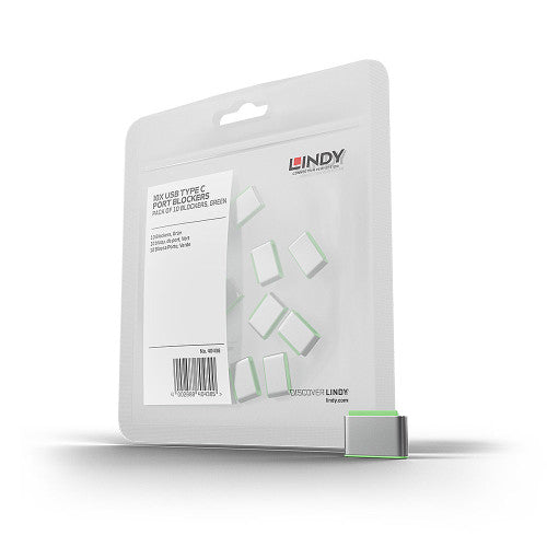Lindy USB C Port Blocker 10 Pack Green