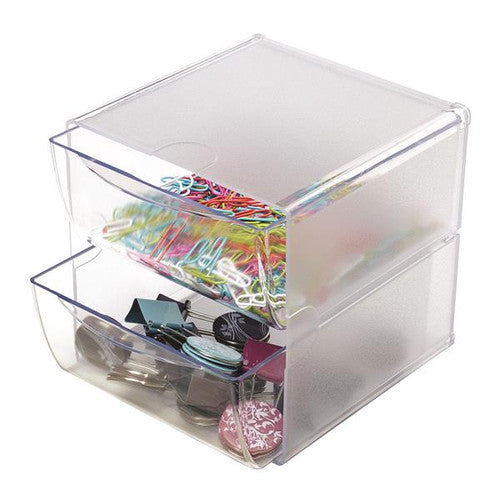 Deflecto Stackable Cube 2 Drawer Clear Organiser